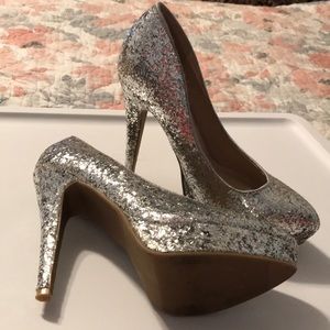 Silver Glitter Heels